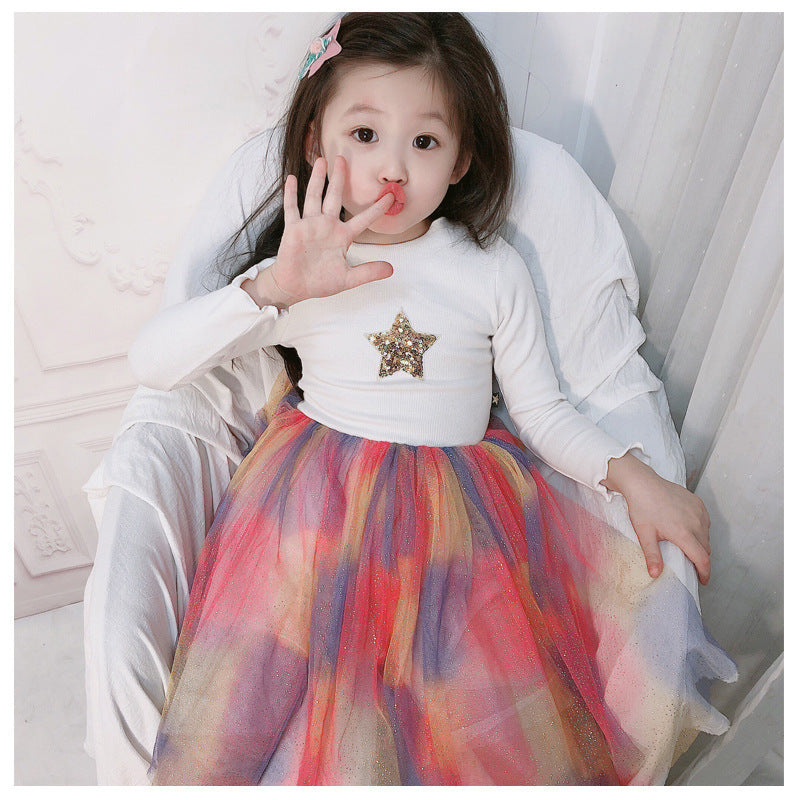 Girls' Dresses New Children'S Skirts Super Western Princess Dresses Star Fluffy Mesh Skirts