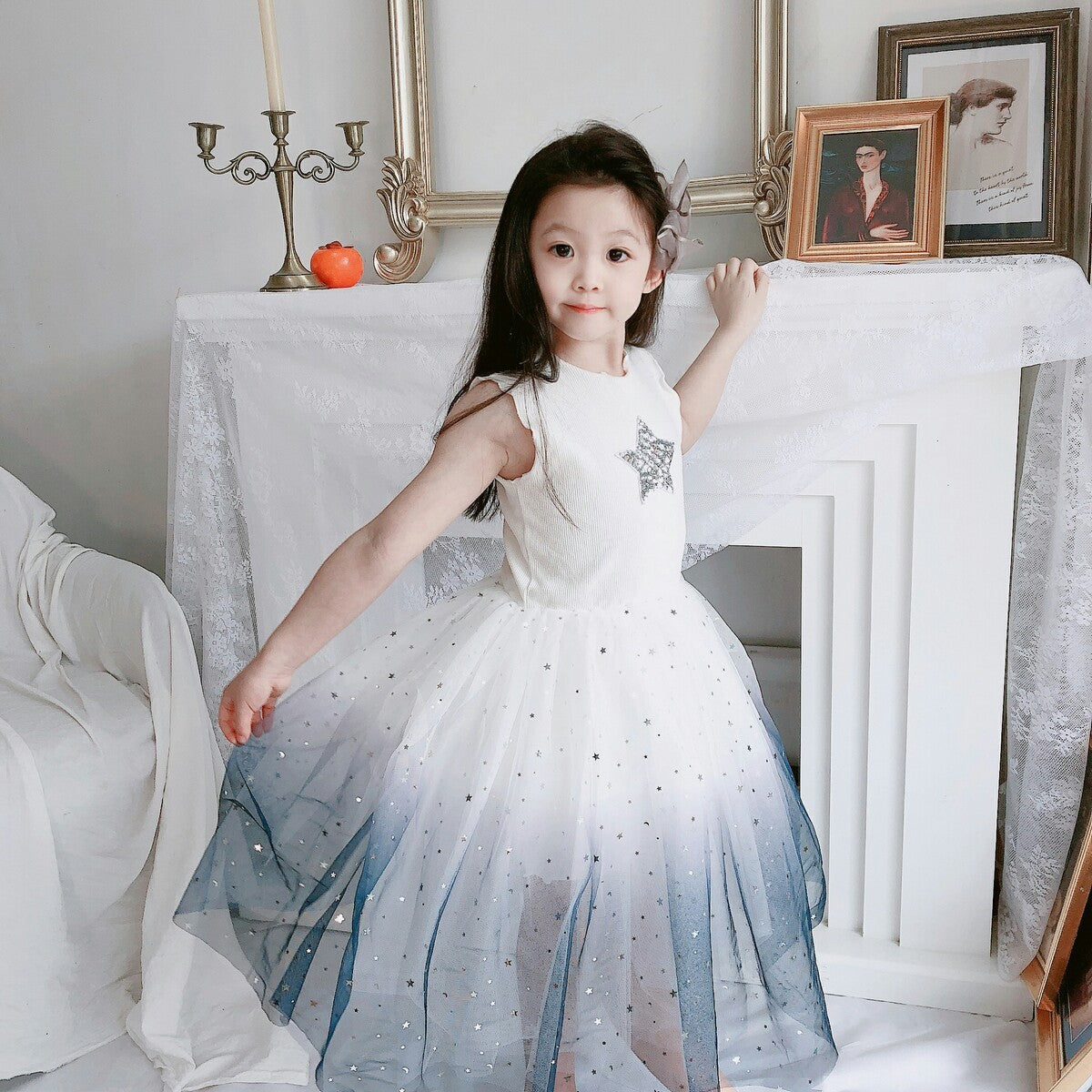 Girls' Dresses New Children'S Skirts Super Western Princess Dresses Star Fluffy Mesh Skirts