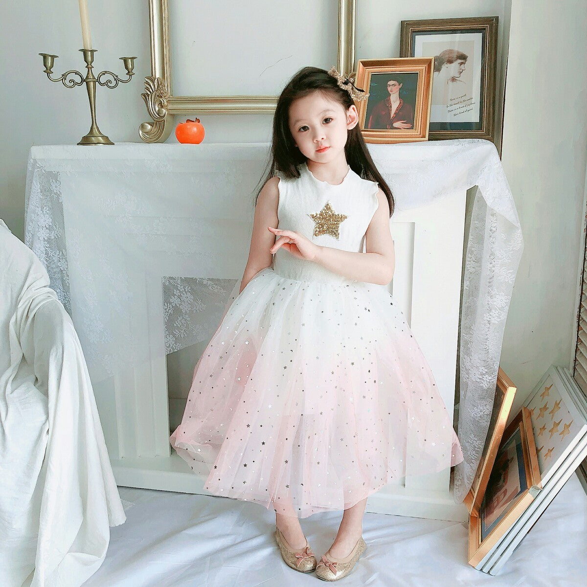 Girls' Dresses New Children'S Skirts Super Western Princess Dresses Star Fluffy Mesh Skirts