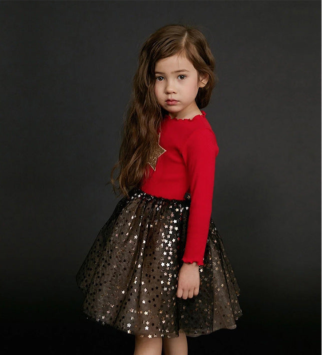 Girls' Dresses New Children'S Skirts Super Western Princess Dresses Star Fluffy Mesh Skirts